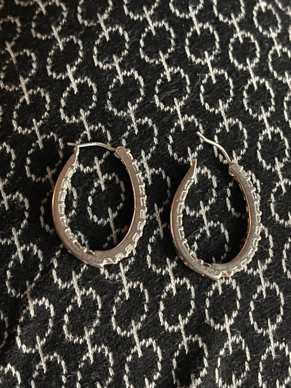 Vintage 925 DQCZ Diamonique Cubic Zirconia Sterling Silver Hoop Earrings 4.99g - Picture 6 of 10